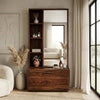 PRITI Sheesham Wood Dressing Table with Mirror and Storage (Dark Walnut Finish)