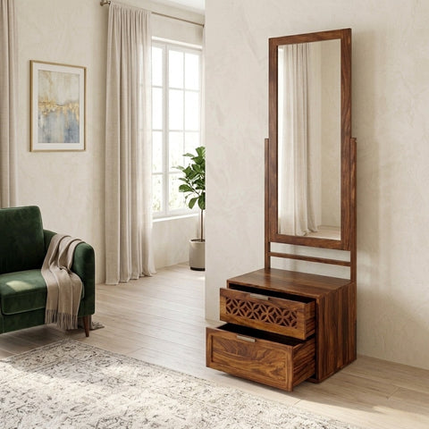 PRITI Solid Sheesham Wood Dresser With Two Drawer