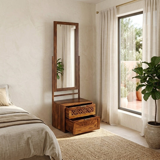 PRITI Solid Sheesham Wood Dresser With Two Drawer