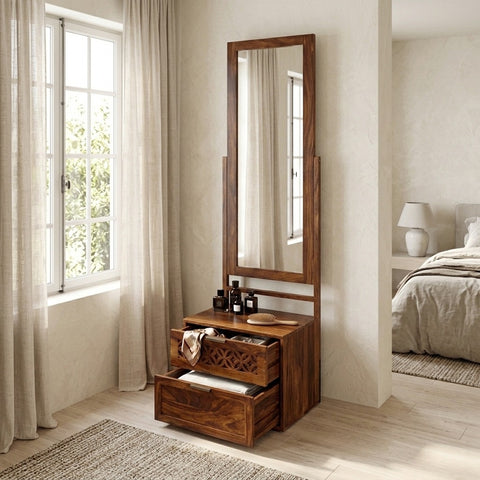 PRITI Solid Sheesham Wood Dresser With Two Drawer