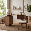 PRITI Modern Designer Sheesham Wood Study Table with Cane Accents & Drawer Storage
