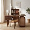 PRITI Modern Designer Sheesham Wood Study Table with Cane Accents & Drawer Storage