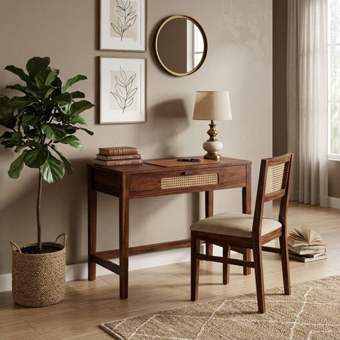PRITI Sheesham Wood Study Table and Chair Set for Students | Kids | Adults