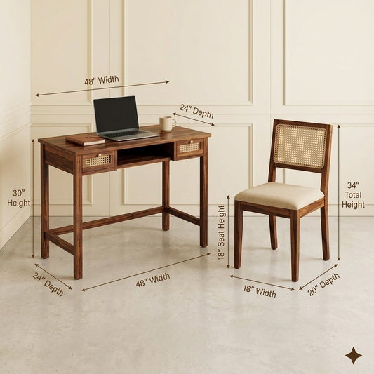 PRITI Sheesham Wood Study Table and Chair Set for Students | Kids | Adults