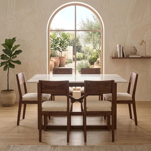 PRITI Solid Sheesham Wood 6 Seater Dining Table Set