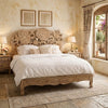 PRITI Handcrafted Floral Wooden Bed in Solid Mango Wood- Wooden Slice