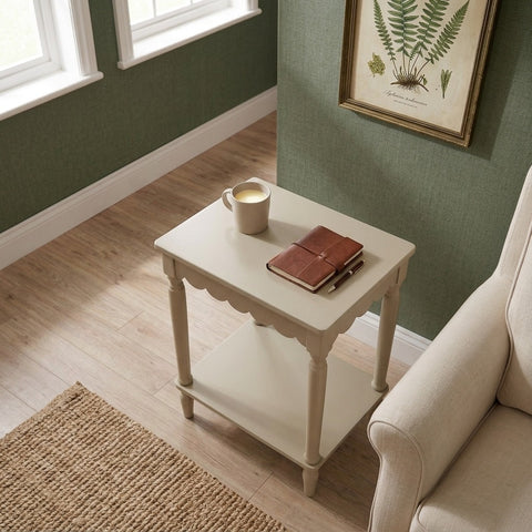 PRITI Warm Stone Scalloped Edge Side Table
