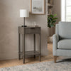 PRITI Olive Brown Side Table with Ribbed Drawer