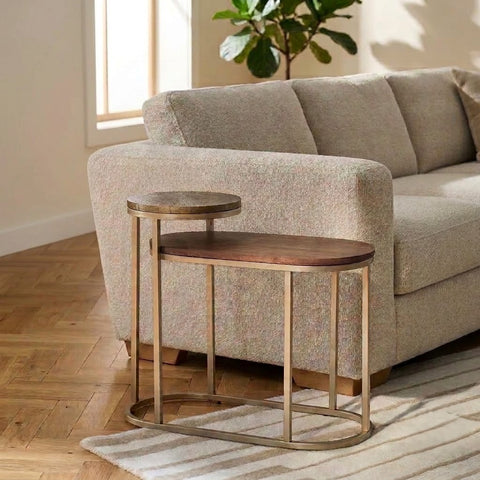 PRITI Dark Layered Mango Wood Side Table