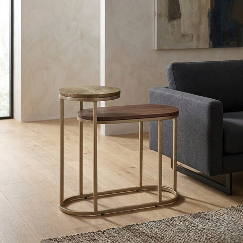 PRITI Dark Layered Mango Wood Side Table