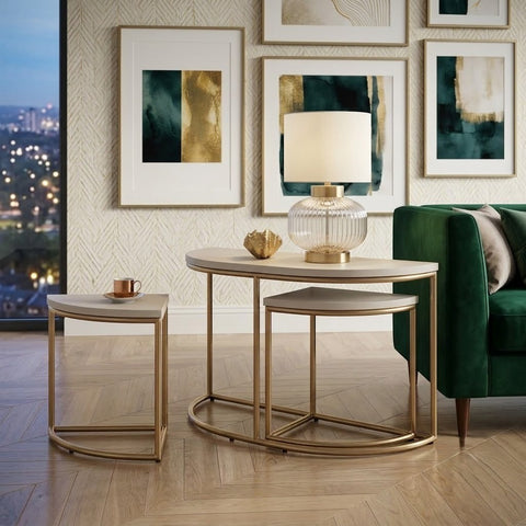 PRITI Light Evie Oak Effect Nest of 3 Tables