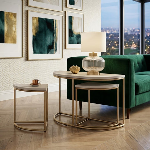 PRITI Light Evie Oak Effect Nest of 3 Tables