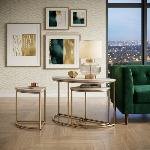 PRITI Light Evie Oak Effect Nest of 3 Tables