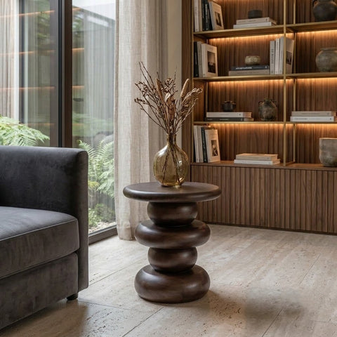 PRITI Dark Wood Verve Side Table