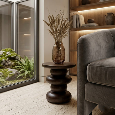 PRITI Dark Wood Verve Side Table