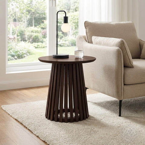 PRITI Dark Oak Ollie 45cm Round Side Table