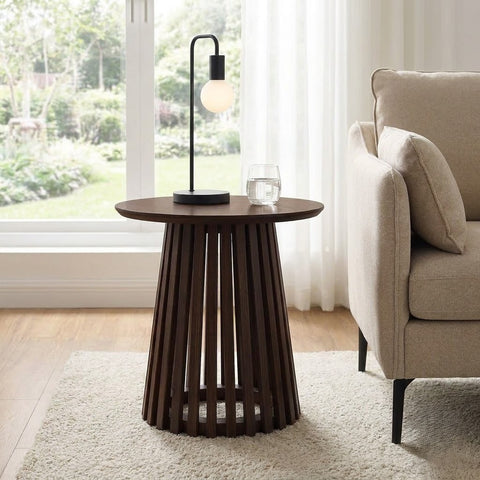 PRITI Dark Oak Ollie 45cm Round Side Table