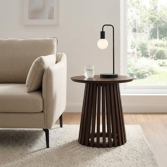 PRITI Dark Oak Ollie 45cm Round Side Table