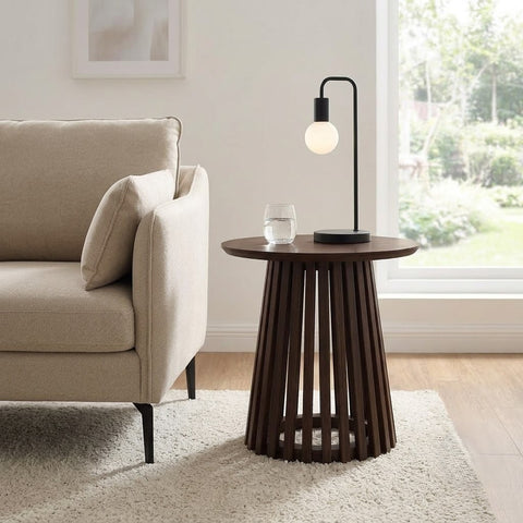 PRITI Dark Oak Ollie 45cm Round Side Table