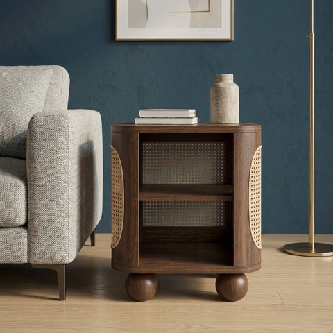 PRITI Dark Walnut Sheesham Wood Una Square Side Table