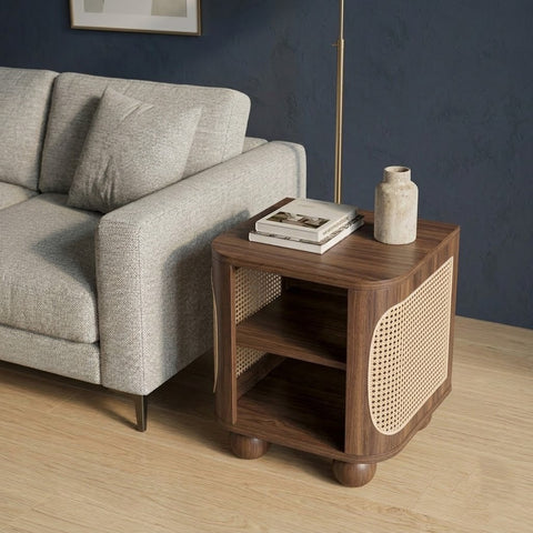PRITI Dark Walnut Sheesham Wood Una Square Side Table