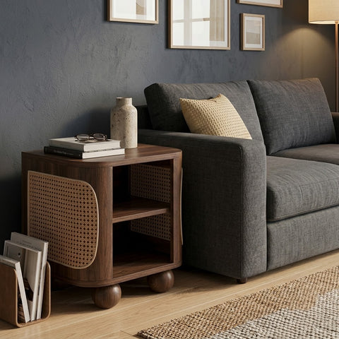 PRITI Dark Walnut Sheesham Wood Una Square Side Table