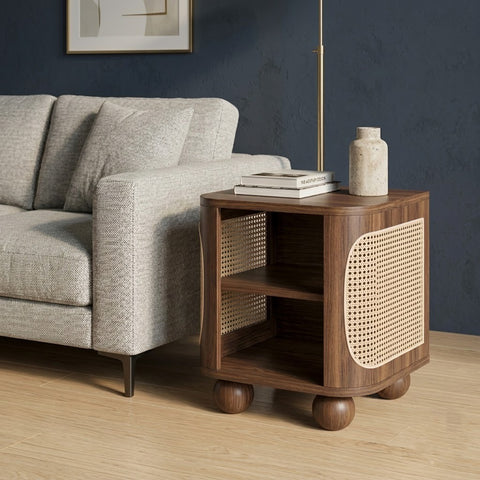 PRITI Dark Walnut Sheesham Wood Una Square Side Table