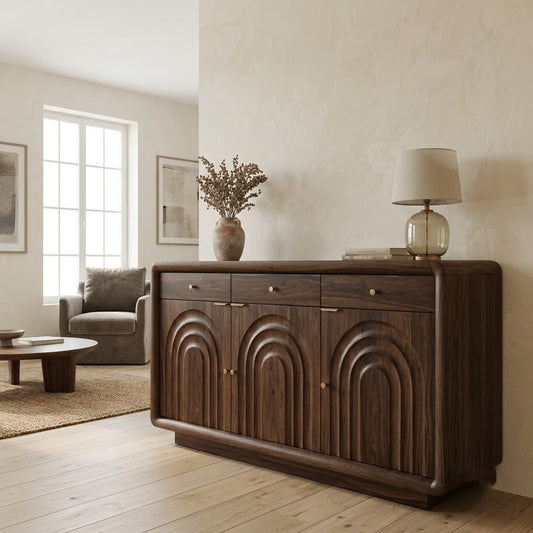 PRITI Sheesham Wood Cabinet and Sideboard ( Sheesham dark walnut finish)