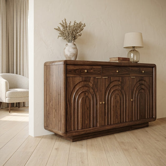 PRITI Sheesham Wood Cabinet and Sideboard (Sheesham dark walnut finish)