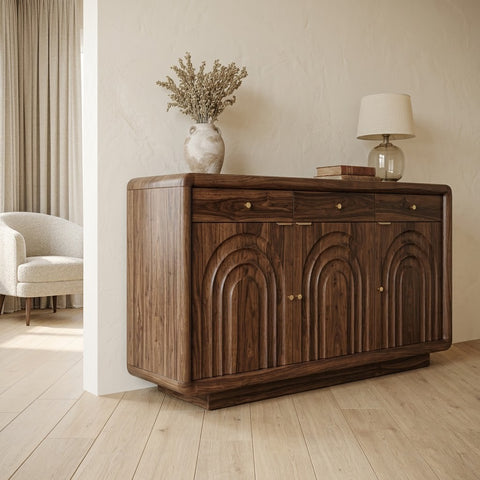PRITI Sheesham Wood Cabinet and Sideboard (Sheesham dark walnut finish)