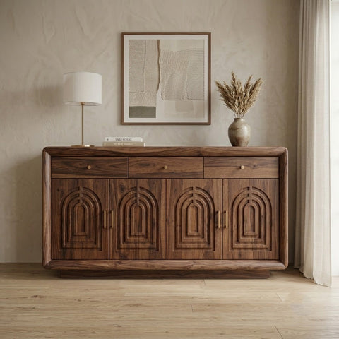 PRITI Sheesham Wood Cabinet and Sideboard (Sheesham dark walnut finish)