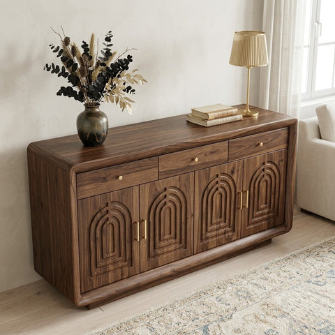PRITI Sheesham Wood Cabinet and Sideboard (Sheesham dark walnut finish)