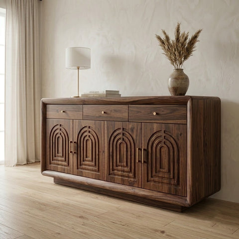 PRITI Sheesham Wood Cabinet and Sideboard (Sheesham dark walnut finish)