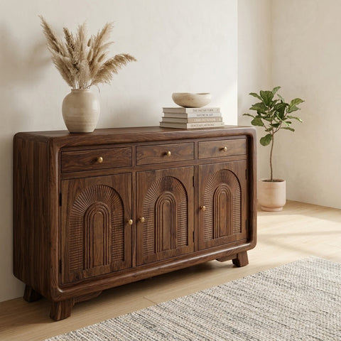 PRITI Wood Cabinet and Sideboard (Sheesham dark walnut finish)