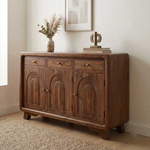 PRITI Wood Cabinet and Sideboard (Sheesham dark walnut finish)