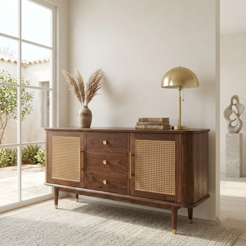 PRITI Sheesham Wood Cabinet and Sideboard (Sheesham dark walnut finish)