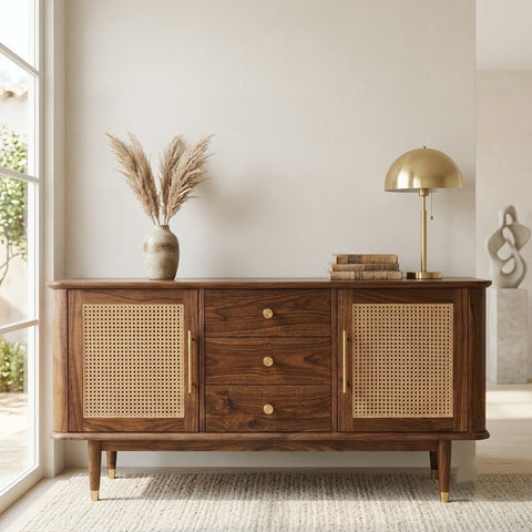 PRITI Sheesham Wood Cabinet and Sideboard (Sheesham dark walnut finish)