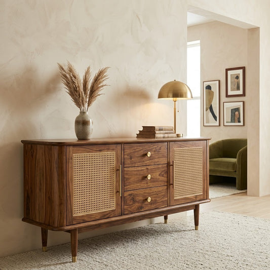 PRITI Sheesham Wood Cabinet and Sideboard (Sheesham dark walnut finish)