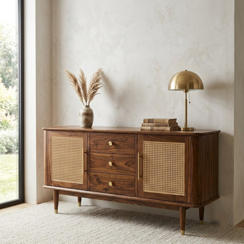 PRITI Sheesham Wood Cabinet and Sideboard (Sheesham dark walnut finish)