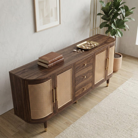 PRITI Sheesham Wood Cabinet and Sideboard (Sheesham dark walnut finish)