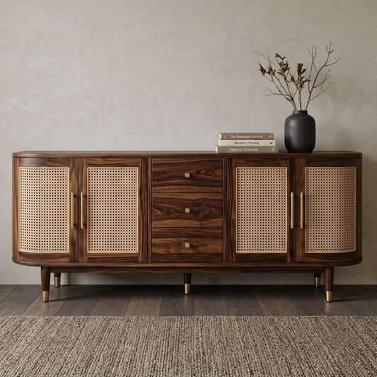 PRITI Sheesham Wood Cabinet and Sideboard (Sheesham dark walnut finish)