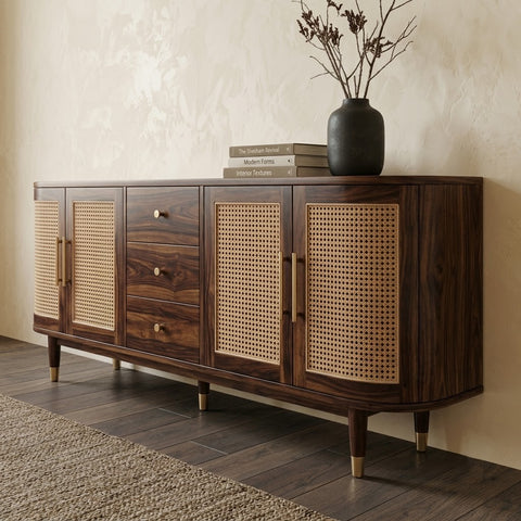 PRITI Sheesham Wood Cabinet and Sideboard (Sheesham dark walnut finish)