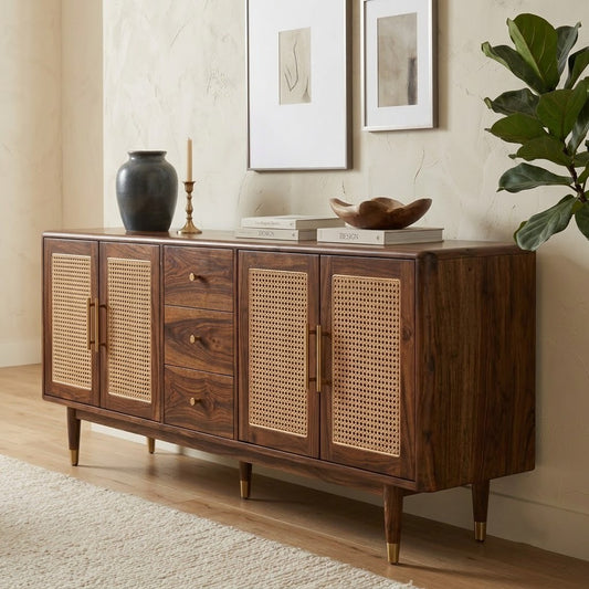 PRITI Sheesham Wood Cabinet and Sideboard (Sheesham dark walnut finish)