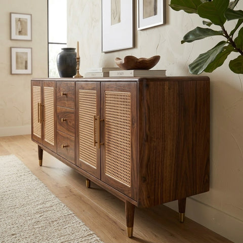 PRITI Sheesham Wood Cabinet and Sideboard (Sheesham dark walnut finish)