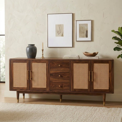 PRITI Sheesham Wood Cabinet and Sideboard (Sheesham dark walnut finish)