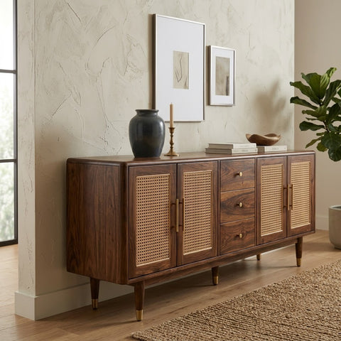 PRITI Sheesham Wood Cabinet and Sideboard (Sheesham dark walnut finish)