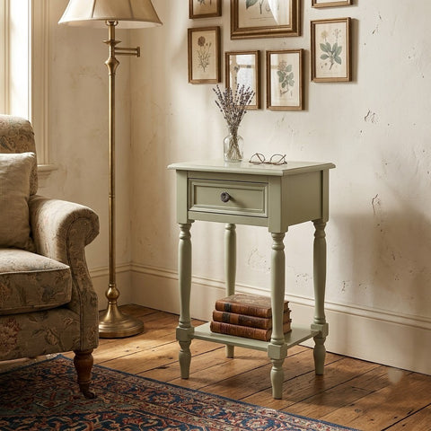 PRITI  Moss Green Side Table with Drawer