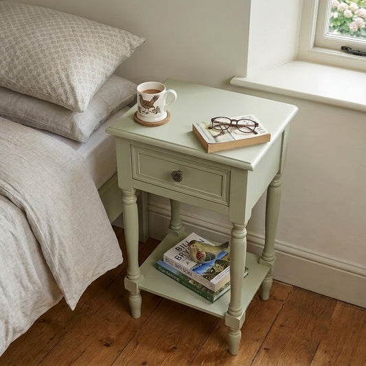 PRITI  Moss Green Side Table with Drawer