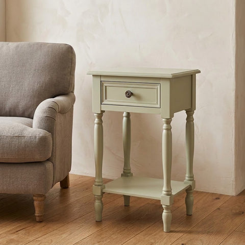 PRITI  Moss Green Side Table with Drawer