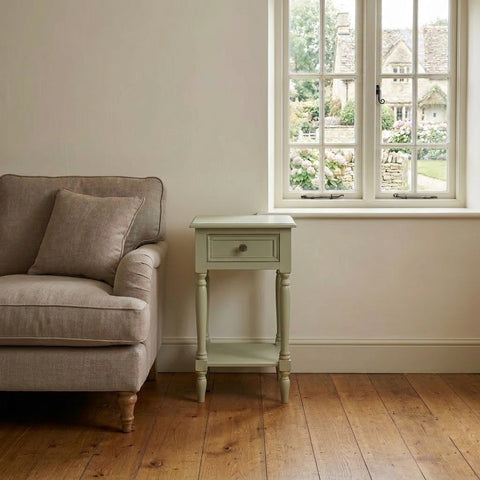PRITI  Moss Green Side Table with Drawer
